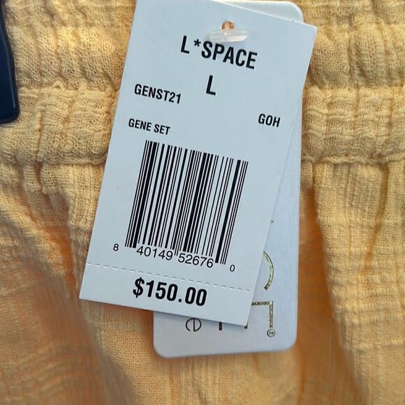 L Space Womens Large Pull On Elastic Waist Shorts Yellow Textured Tassels NWT - Picture 5 of 6